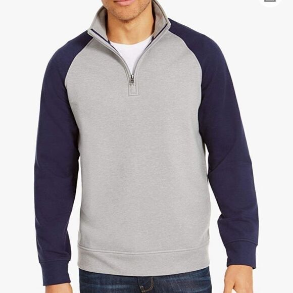 Clubroom Gray Color Block Long Sleeve Quarter-Zip - Picture 1 of 6